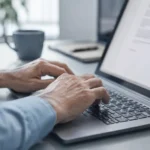 Apelar un Reclamo - manos de una persona escribiendo en el teclado de una laptop