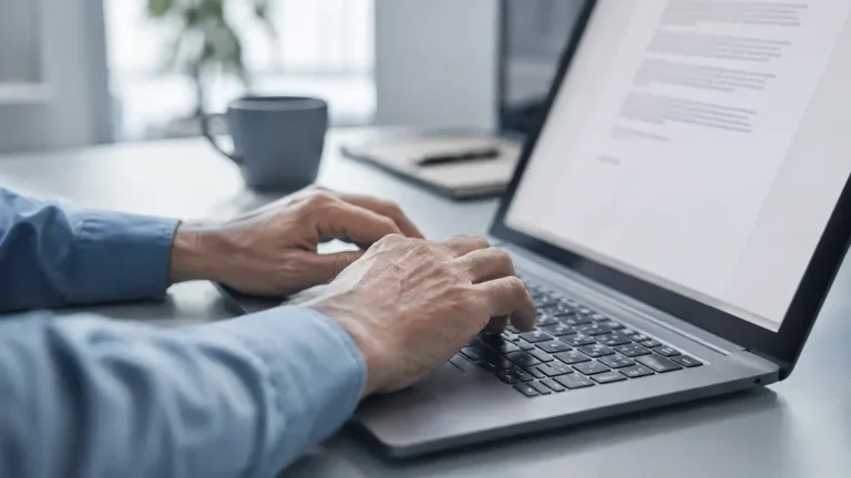 Apelar un Reclamo - manos de una persona escribiendo en el teclado de una laptop